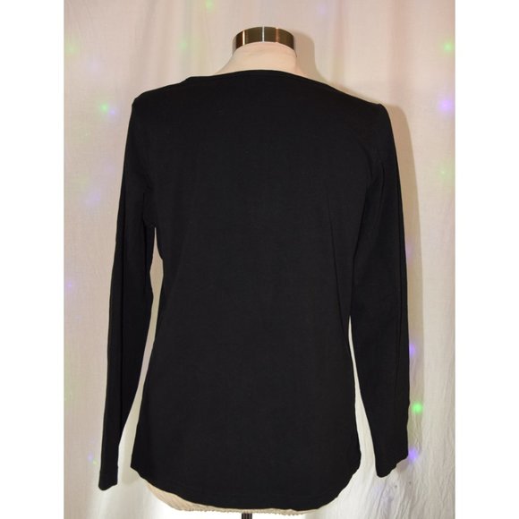 Denim&Co Black Long Sleeve Top with Silver Embellishment - Picture 4 of 9